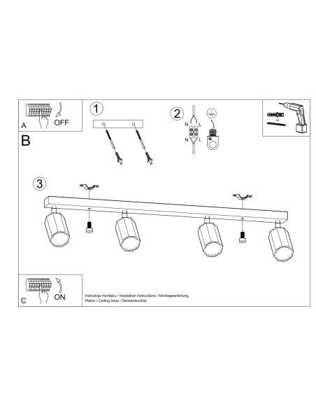 Foco de techo de roble interior