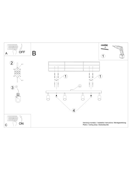 Plafoniera spot in legno per interni