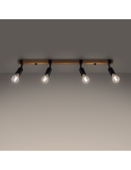 Deckenleuchte mit Spots aus Holz für den Innenbereich
