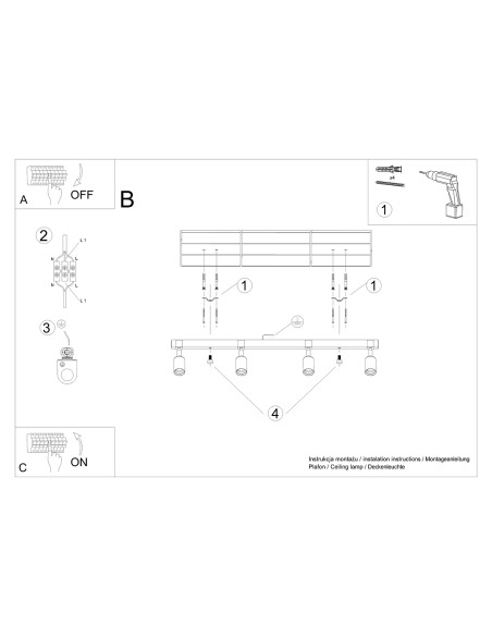 Plafoniera spot in legno per interni