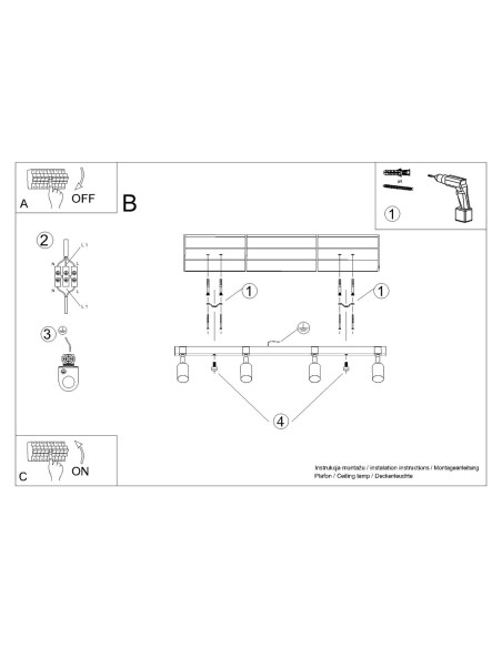 Plafoniera spot in legno per interni