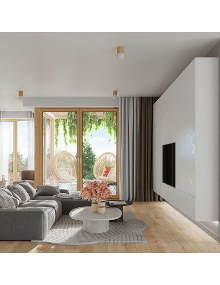 Plafón foco de madera interior