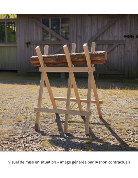 Cavalletto per legna in legno duro – H 95 cm, L 60 cm, consegnato assemblato