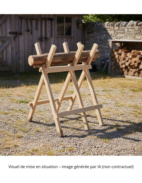 Cavalletto per legna in legno duro – H 95 cm, L 60 cm, consegnato assemblato