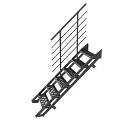 Escalier Extérieur Droit Flex Grid Zinc - 6 à 14 Marches