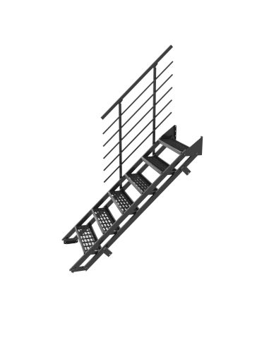Escalier Extérieur Droit Flex Grid Zinc - 6 à 14 Marches