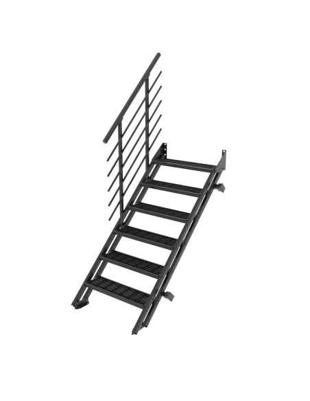 Escalier Extérieur Droit Flex Grid Zinc - 6 à 14 Marches