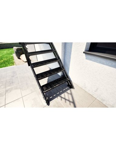 Escalier Extérieur Droit Flex Grid Zinc - 6 à 14 Marches
