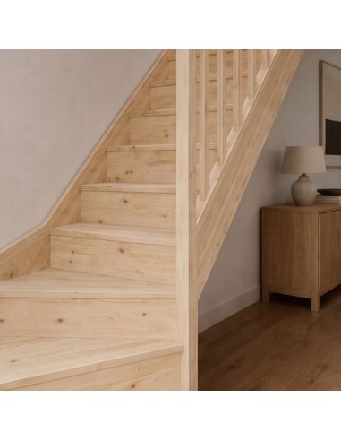 Quarter-turn bottom staircase BROSSES Fir