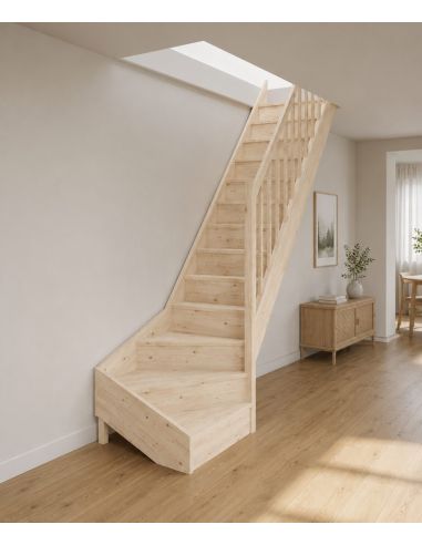 Quarter-turn bottom staircase CEIGNE Fir