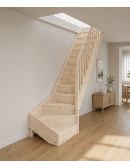 Quarter-turn bottom staircase CEIGNE Fir