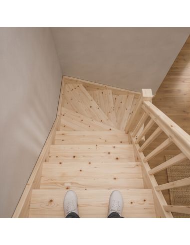 Quarter-turn bottom staircase CEIGNE Fir
