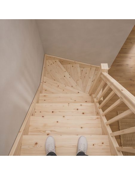 Quarter-turn bottom staircase CEIGNE Fir