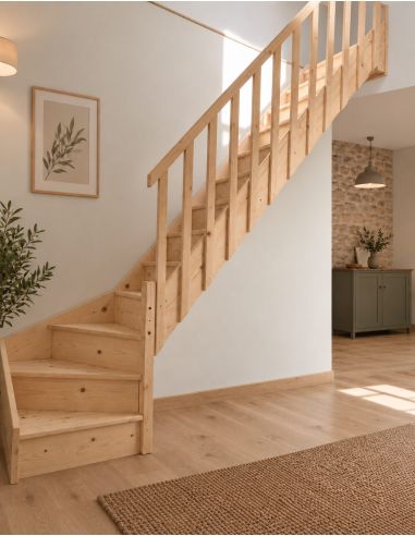 MALVAL quarter-turn bottom staircase in Fir