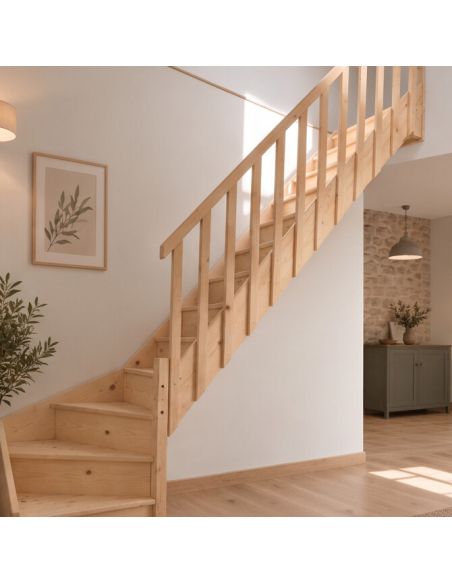 MALVAL quarter-turn bottom staircase in Fir