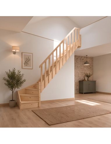 MALVAL quarter-turn bottom staircase in Fir