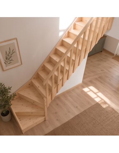 MALVAL quarter-turn bottom staircase in Fir
