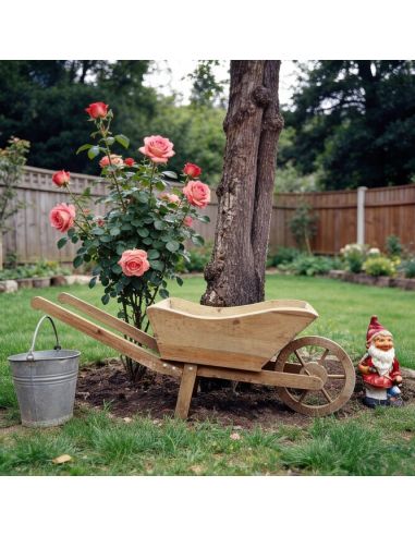 Dekorative Schubkarre aus behandeltem Kiefernholz – 143 × 56 × 48 cm