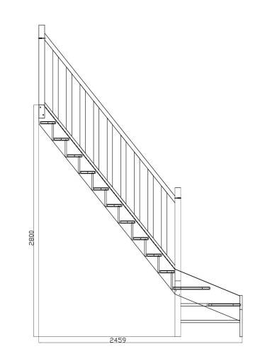Günstige viertelgewendelte Treppe aus Buche