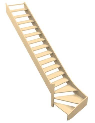 Links unten viertelgewendelte Treppe ohne Setzstufen