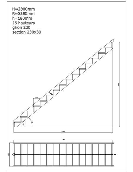 Gavia Escalier droit confort en bois brut