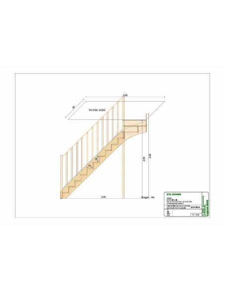 Escalier 1/4 tournant haut en sapin Escalier 1/4 tournant haut en sapin