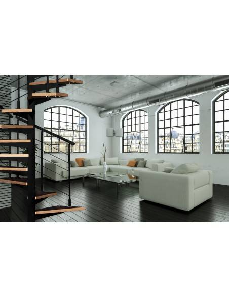 Spindeltreppe aus zwei Materialien