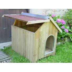 Hundehütte aus behandeltem Kiefernholz 50x70x65 cm – Schindeldach, Metalltür 2
