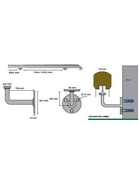 SOPORTE INOX RANURADO PARA PASAMANOS
