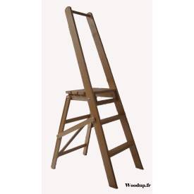 Escabeau bois + barre d'appui