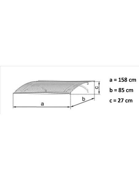 Abfallendes Vordach aus Aluminiumprofilen und Polycarbonatplatte