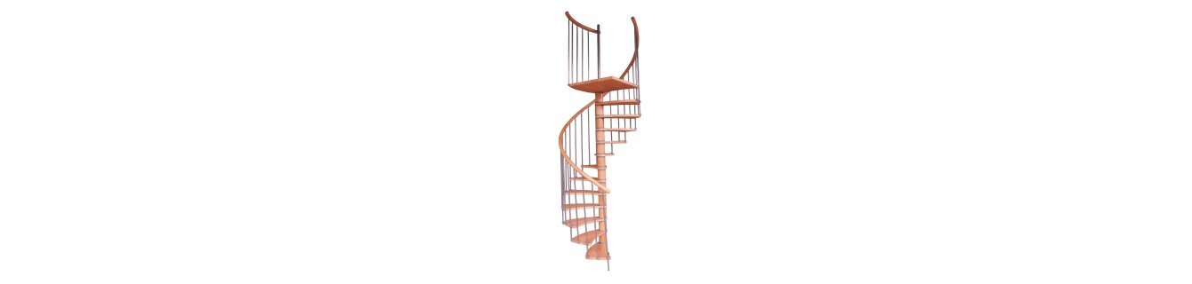 Escalier colimaçon moderne, métal, bois