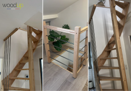 Deux escaliers double quart tournant sur mesure pour relier trois niveaux